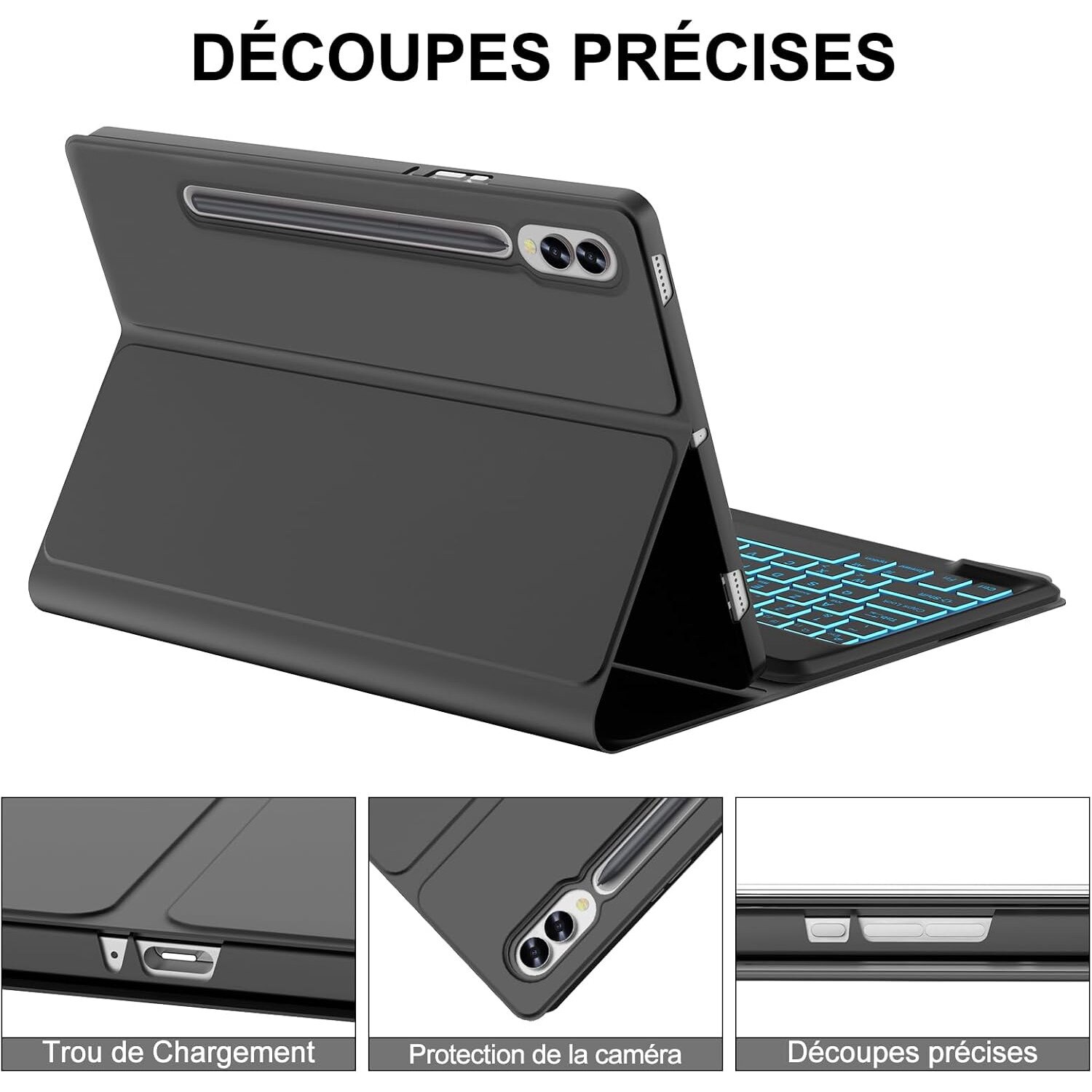 Husa si tastatura cu Iluminare compatibila cu Samsung Tab FE+/S9 FE Plus 12 "4"