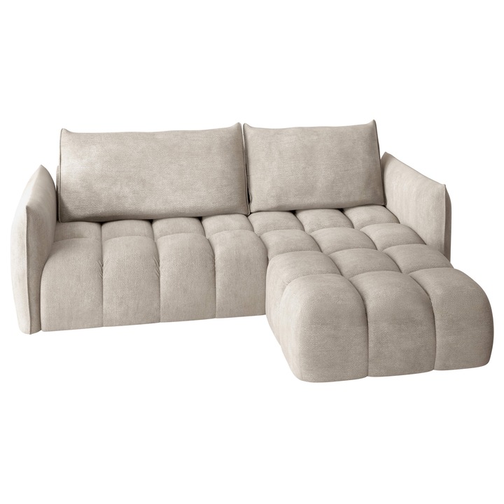 Coltar extensibil living Varoneri dreapta, MIRJAN 24, crem, 167x245x89 cm