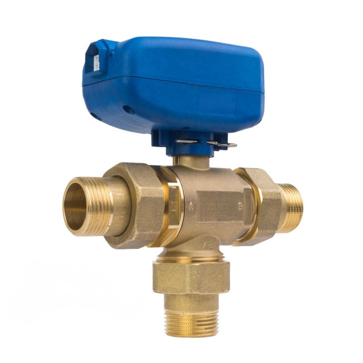 Vana de zonă motorizată 3 cai RTM Ricambi, 230V, racord 3/4", cu releu și cablu Molex 6 pini