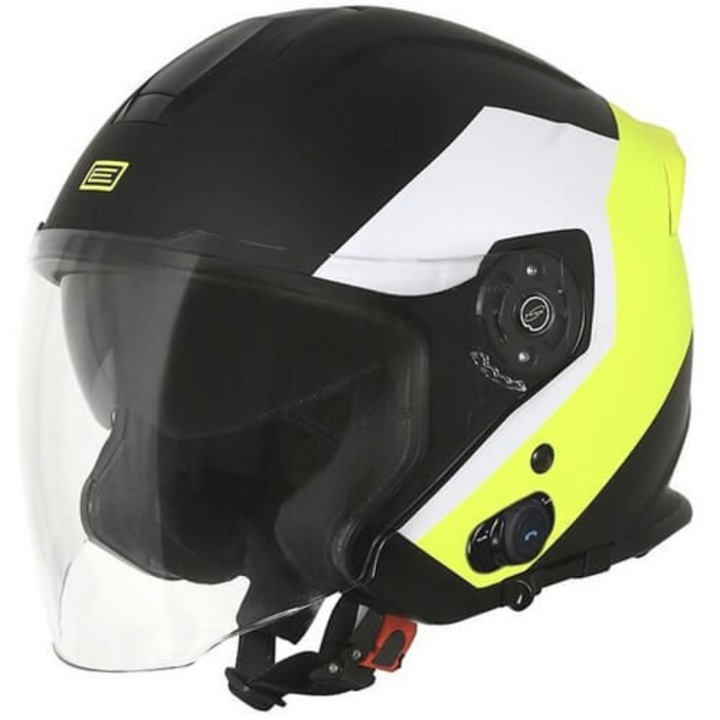 ORIGINE Palio EKO 2.0 Bluetooth cască deschisă mată neon verde-alb-negru cu ochelari de soare integrați