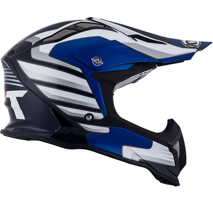 Casca cross KYT Strike Eagle Wings albastru-alb