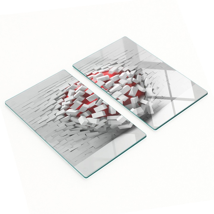 Set de 2 deski de bucatarie din sticla, Tulup, 30x52cm, antiderapante, rezistente la temperaturi ridicate