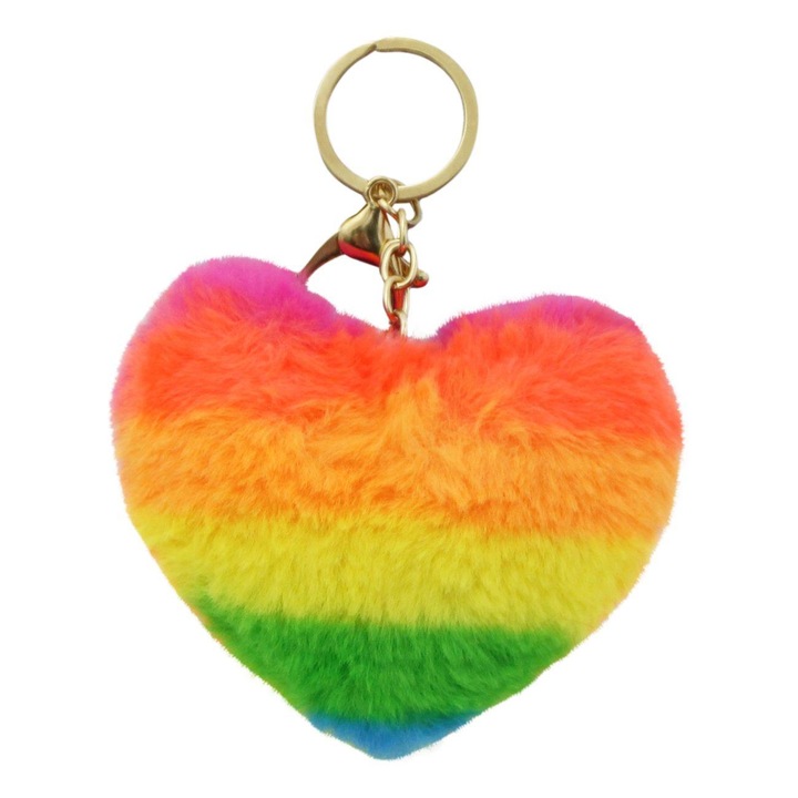 Breloc, Inima, Multicolora, 10x7 cm