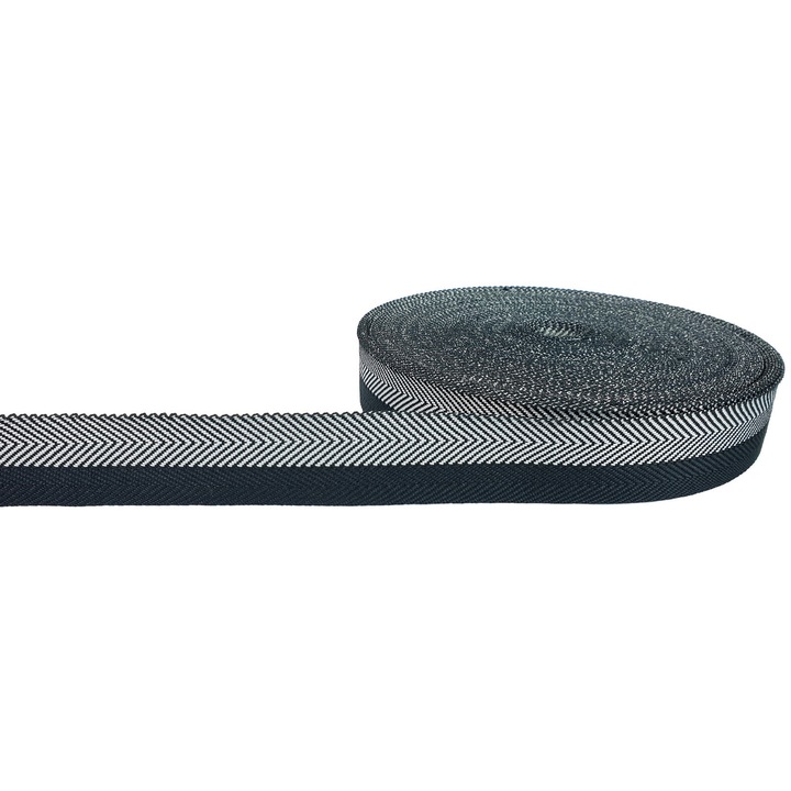 Banda textila pentru tivit, vanzare la metru, 4 x 100 cm, DecoMeister®, Model Negru-alb, TDBK070-004-0100