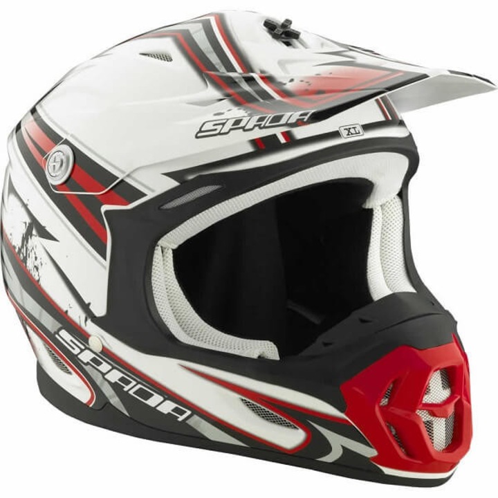 Cască moto SPADA Violator Hawk cross alb-roșu lucios