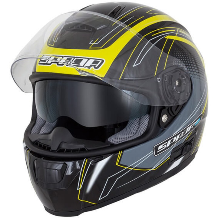 SPADA SP16 Gradient negru-galben lucios cască speed cu ochelari de soare integrați