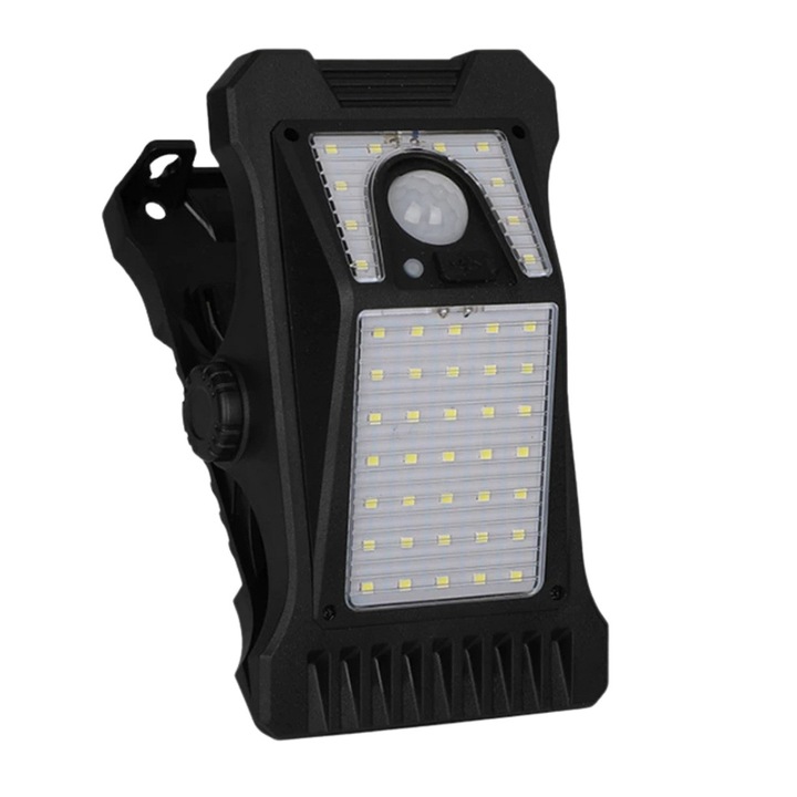 Соларна LED лампа с щипка и сензор за движение, IP65, 3 режима, 3 цветни температури, 17.2 x 10 см, черна