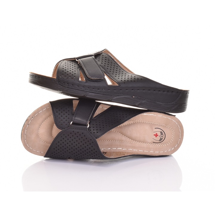 Papuci dama Martinus, platforma, usori, negru, piele ecologica, 42 EU