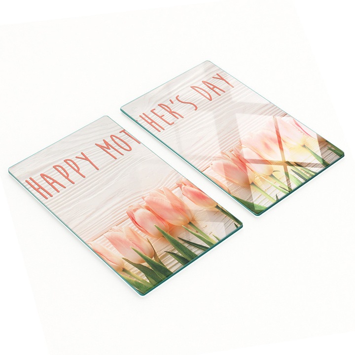 Tocatoare de bucatarie Tulup, set 2 bucati, sticla calita, 30x52cm, antiderapante, rezistente la temperaturi ridicate