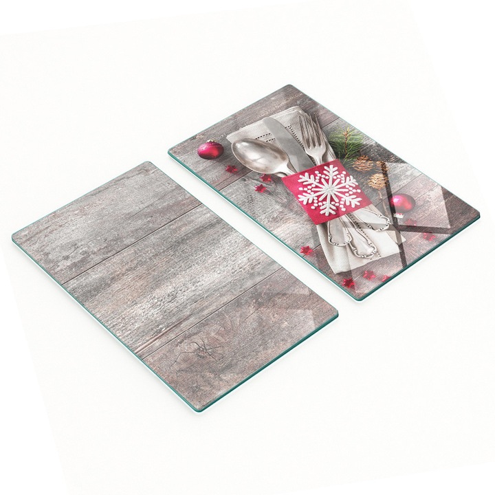 Tocatoare de bucatarie, Tulup, set 2 bucati, sticla, 30x52cm, antiderapante, rezistente la temperaturi ridicate