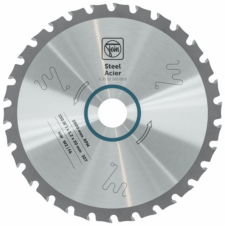 Disc fierastrau circular manual pentru otel Ø150 mm, 30 dinti, 1, 2 mm, cod 63502305000, Fein