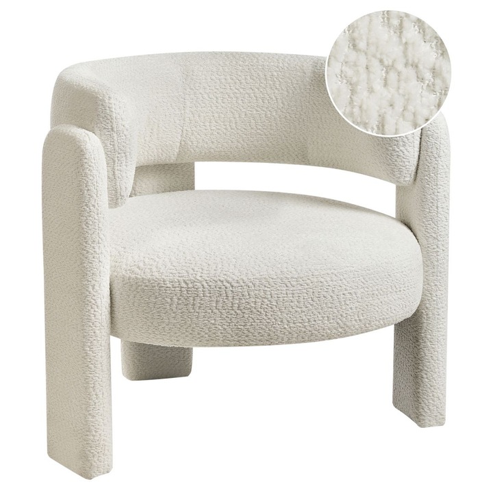 Fotoliu Burea Chenille Alb-murdar