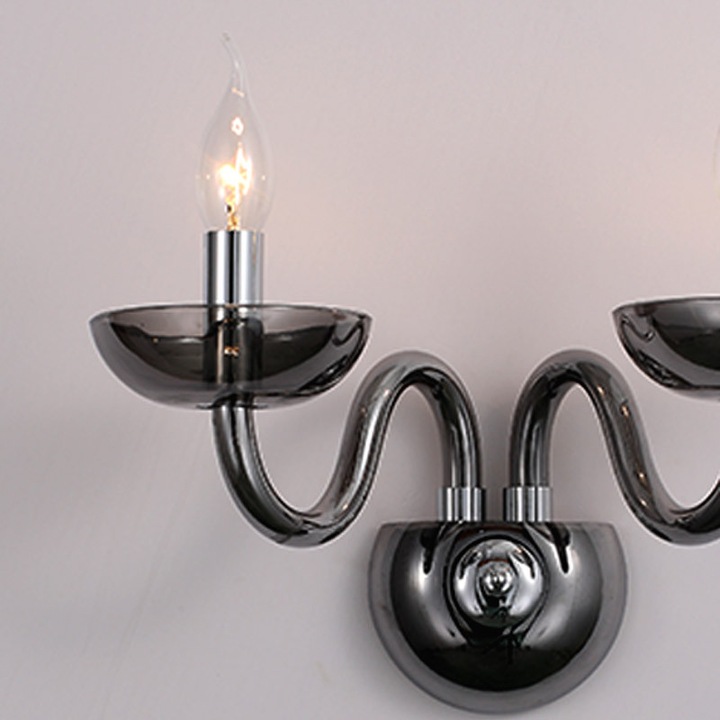 Aplica Aca, model BLK82182WSGC, cristal si metal, crom, 2 lumini