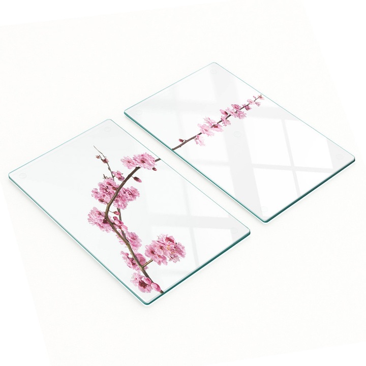 Tocatoare de bucatarie, Tulup, set 2 bucati, sticla, 30x52cm, roz, antiderapante