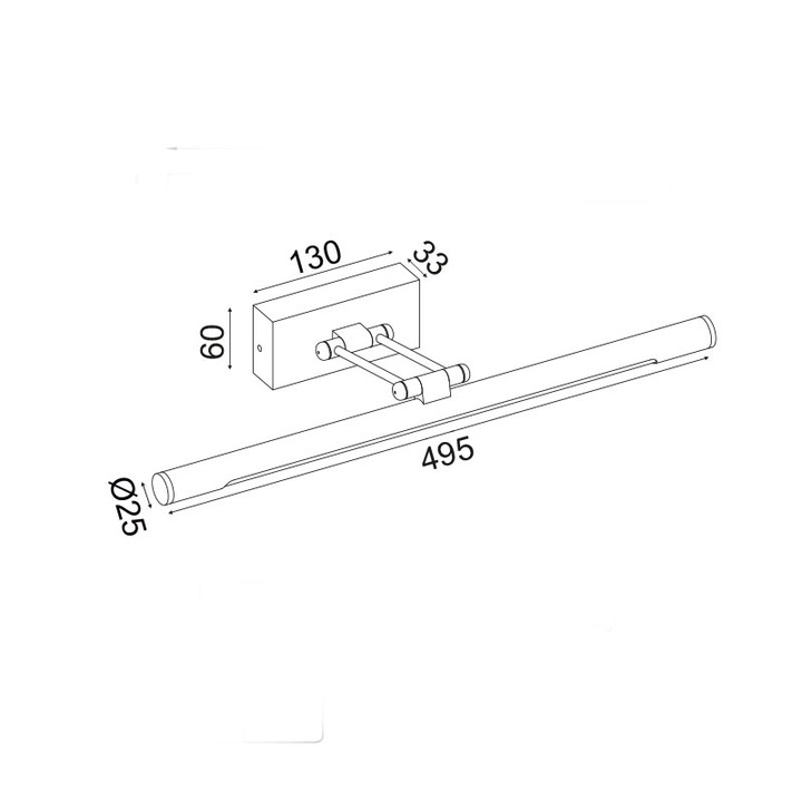 Aplica LED 12W 3000K 780LM crom metalic IP44 50x6x19cm