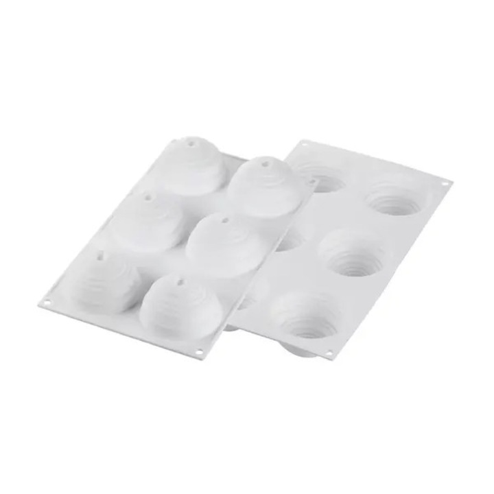 Силиконова форма за еднопорционни десерти Silikomart Montblanc 105, 6 кухини, Бяла, 74x42мм