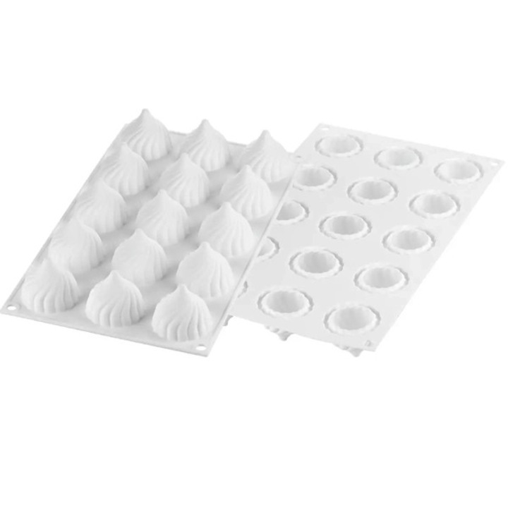 Силиконова форма за монопорции Silikomart Russian Tale, 15 кухини, бяла, Ø41x45 мм