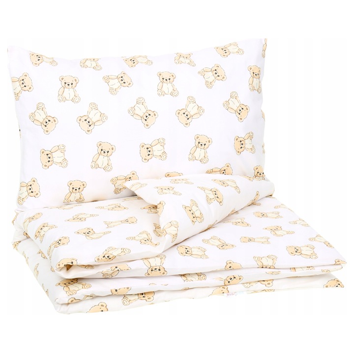 Lenjerie patut Vulpi, 120x90cm, 100% bumbac, cu fermoar, bej