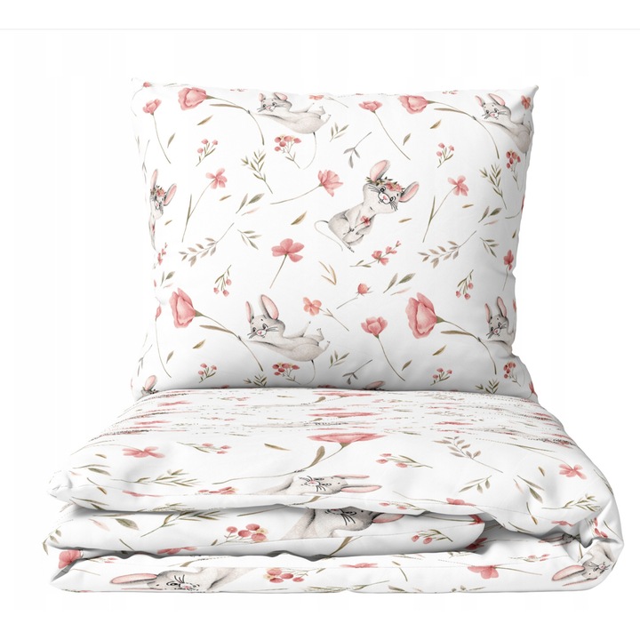 Lenjerie patut Vulpi, 120x90cm, 100% bumbac, cu fermoar, multicolor