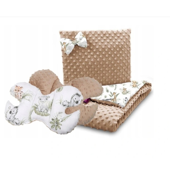 Set de patura si perne Vulpi, 75x55cm, 35x30cm, multicolor