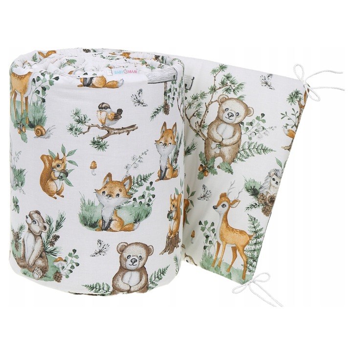 Mantinel pentru patut, Vulpi, 360x30cm, antialergic, bumbac