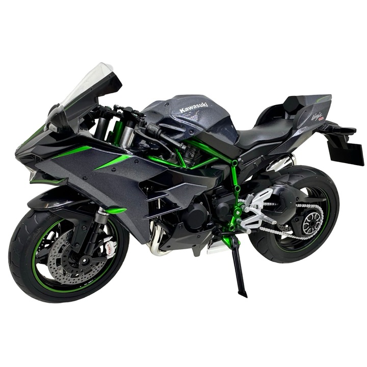 Macheta motocicleta replica Kawasaki Ninja H2 1:9 replica metal die-cast lumini si sunete
