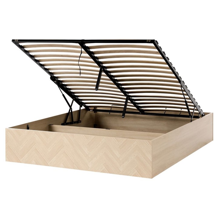 Ágyneműtartós ágy Etel 160 x 200 cm Világosbarna