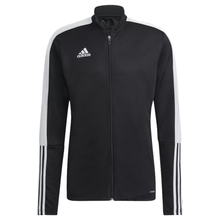 adidas, Jacheta regular fit pentru fitness Tiro, Бял/Черен, L