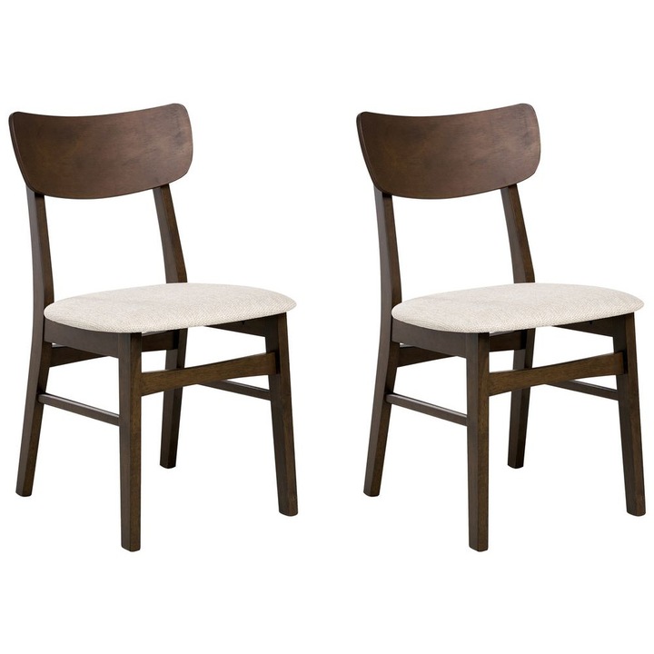 Set de 2 scaune dining Anoka Lemn Maro inchis/Bej