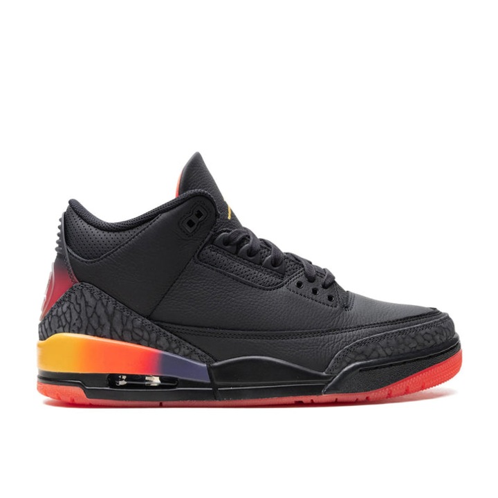 Pantofi sport Jordan Air Jordan 3 Retro J Balvin, piele întoarsă, negru-portocaliu, 41 EU