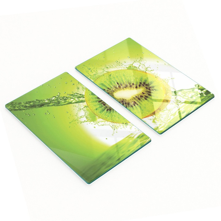 Set de 2 placi decorative din sticla, Tulup, 2x30x52 cm, antiderapante, rezistente la temperaturi ridicate