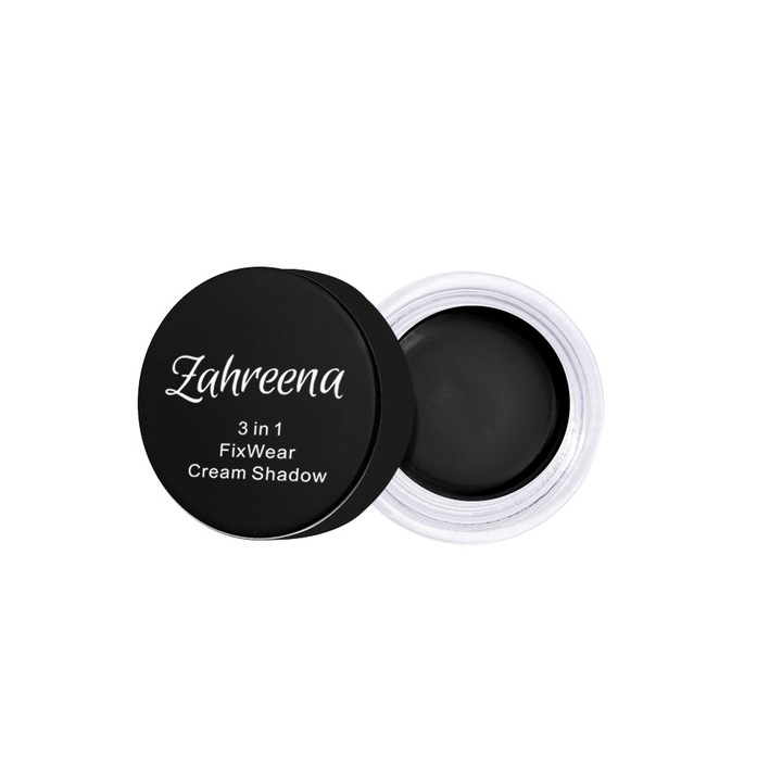 3 az 1-ben krémes szemhéjfesték, Zahreena FixWear, matt, tartós, fekete, 5 g