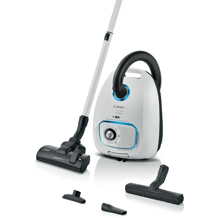 Aspirator Bosch BGL41SIL1H 700W cu sac 4lt, alb, putere de aspirare ajustabila