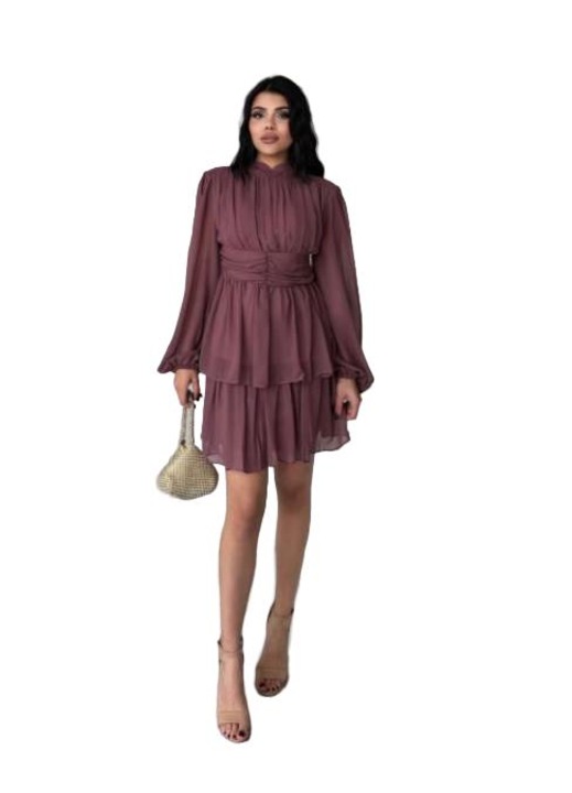 Rochie plisată, Tendeza, manecă lungă, 10% bumbac, 78% poliester, 2% lycra, 10% viscoză, XL INTL