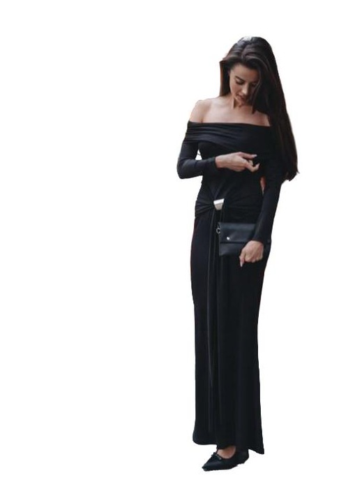 Rochie Tendeza, umeri goidwqf, Negru