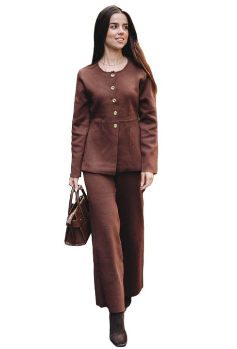 Compleu dama, Tendeza, Brown Essence, Tricot, Maro, One Size