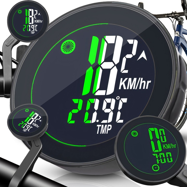 Ciclocomputer Bicicleta Retoo TravelMate, 20 funcții, rezistent la apă, wireless, ecran 4, 5cm, negru