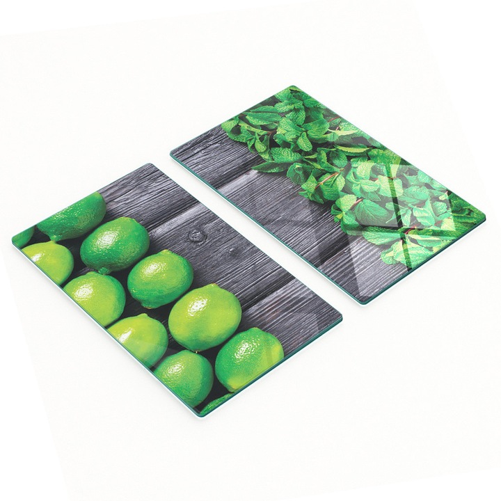 Set 2 Placi Decorative Tulup, Sticla Temperata, 2x30x52 cm, Antiderapante, Rezistente la Temperatura