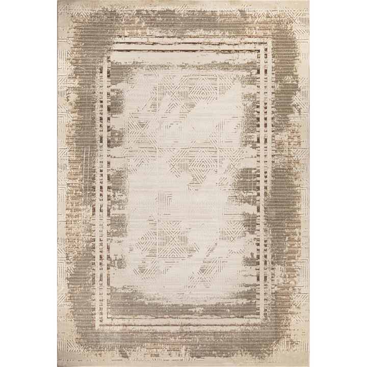 Covor, Leo Alex Carpets, Beyond, 200x290 cm, Design Vintage, Material Poliester Soft, Grosime 10 mm, Greutate 2300 g/m², Spate Juta Naturala, Pentru Camera De Zi, Dormitor, Hol, Bucatarie, Bej