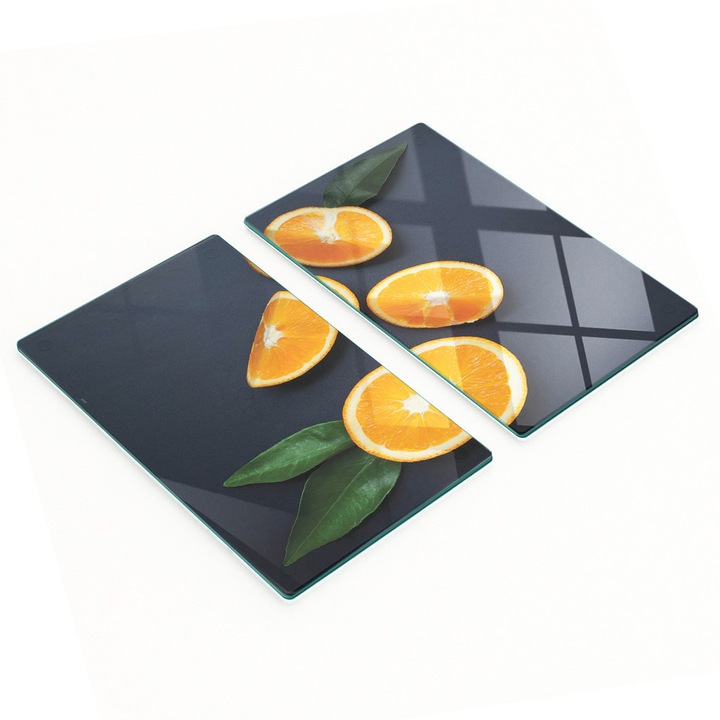 Set 2 Placi Decorative Tulup din Sticla, 2x30x52 cm, Antiderapante, Rezistente la Temperatura