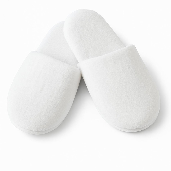 Set doua perechi papuci, AMS, inchisi, alb, velour, 43 EU