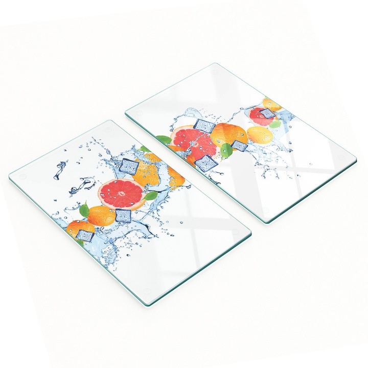 Tocatoare de bucatarie, Tulup, set 2 bucati, 2x30x52cm, antiderapante, rezistente la temperaturi ridicate, imprimeu grapefruit