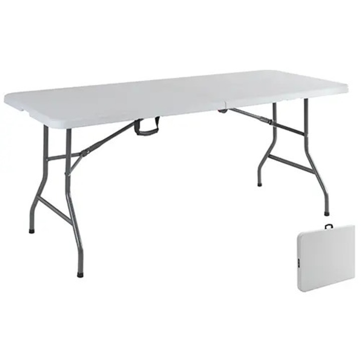 Правоъгълна градинска маса за кетъринг, размери 180x74cm, бяла, Eco