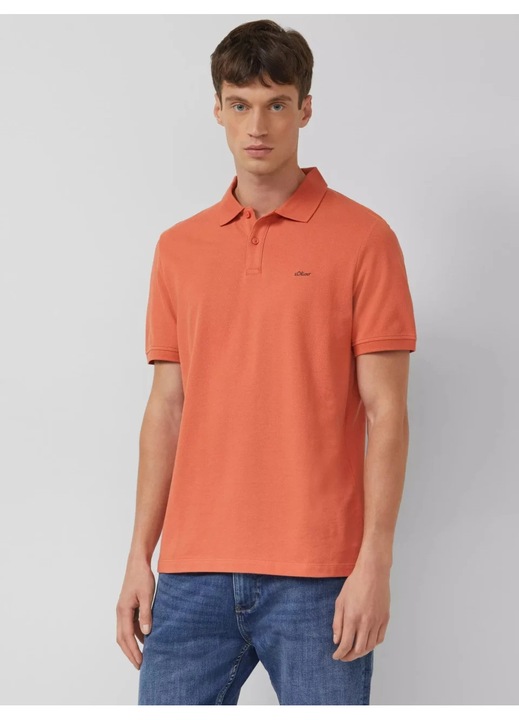 s.Oliver - Tricou polo din bumbac pique, Portocaliu
