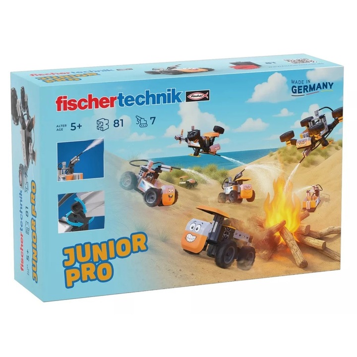 Set Construire Fischertechnik Kit STEM Universal Pro, 81 piese, +5 ani, diverse modele