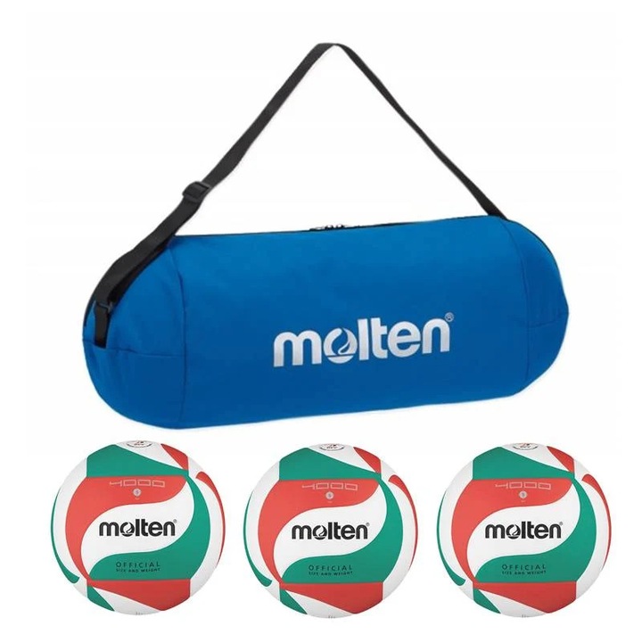 Pachet 3 mingi volei Molten V5M4000 DVV2 + geanta transport
