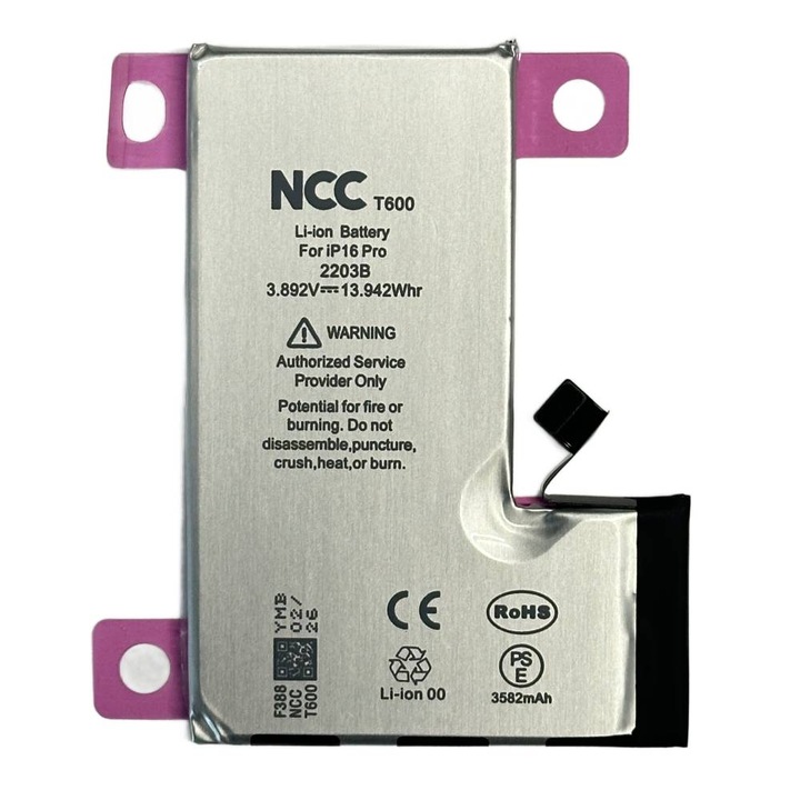 Baterie pentru telefon mobil NCC, Lithium-Ion, compatibilă cu iPhone 16 Pro