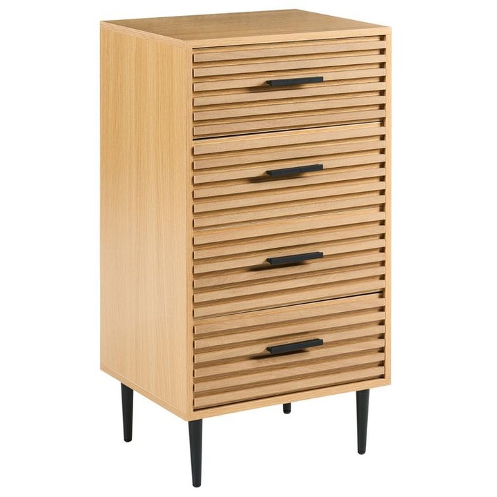 Comoda Beliani Keith, 4 sertare, maro deschis, design modern, 48x40x90cm