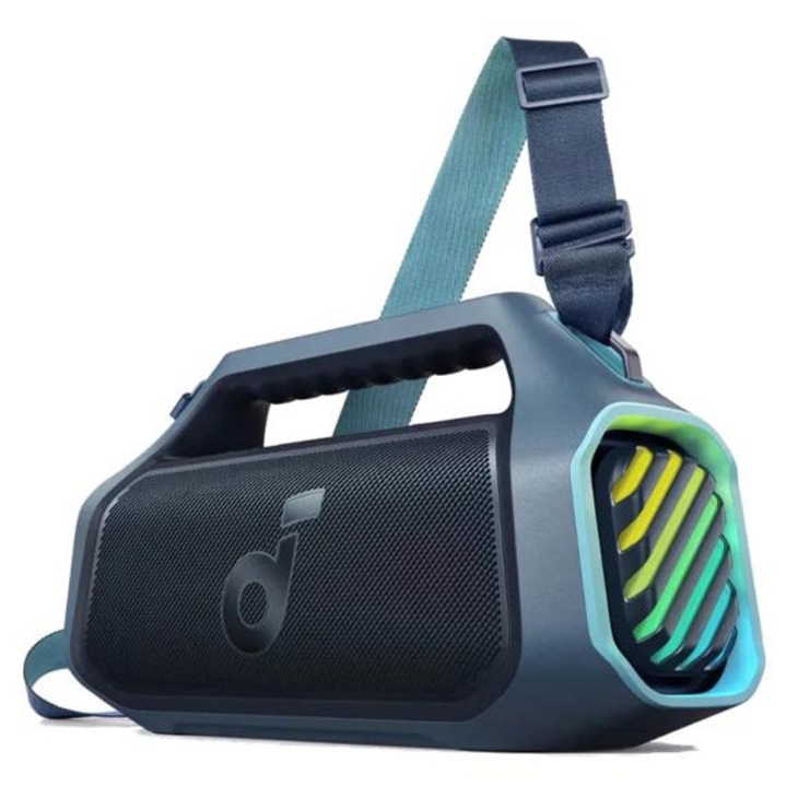 Boxa portabila Boom 2 Plus, Soundcore, waterproof, 20 ore autonomie, LED, albastra