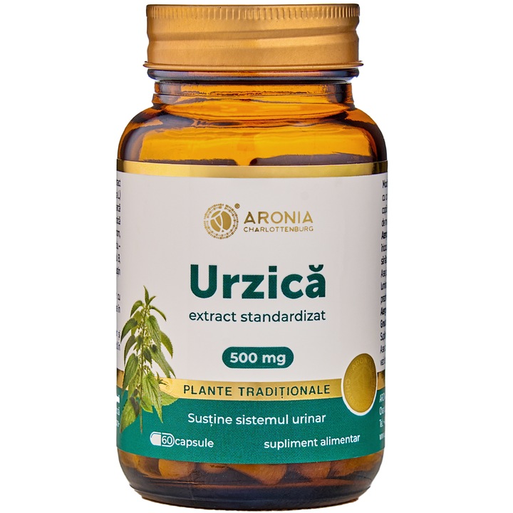 Urzica 500 mg — 60 capsule cu extract concentrat din radacina de urzica pentru sustinerea sistemului urinar, prostatei si circulatiei | Plante Traditionale